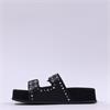 Paul Green 2 Strap Studded Mule Sandal - Black Leather